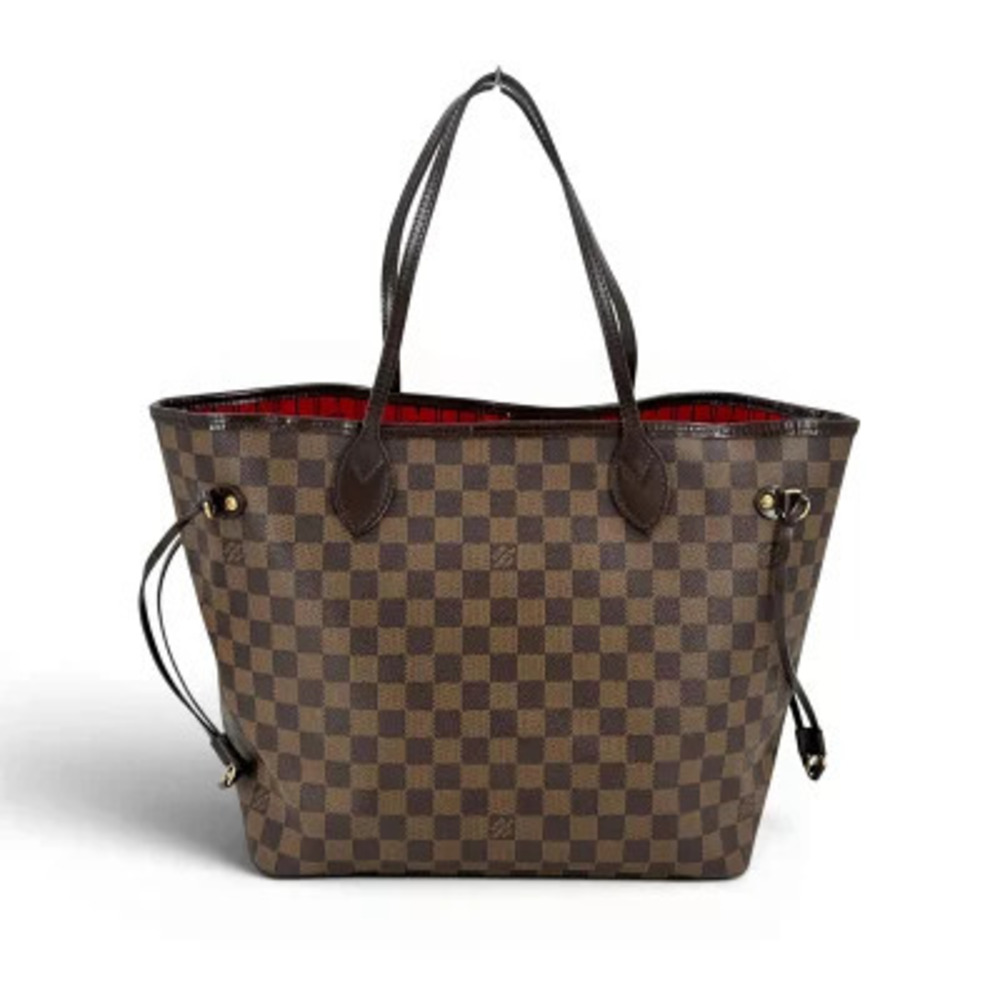 Louis Vuitton Damier Neverfull Tote Bag Canvas Leather Ebene Brown